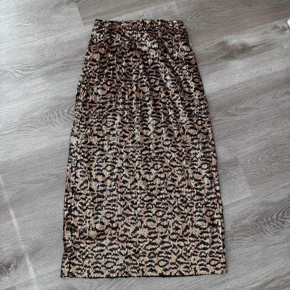 Zara Black and Sequined Pencil Skirt